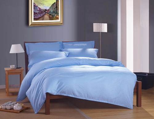 Простыня Страйп-Сатин Голубая 140гр 100% хлопок