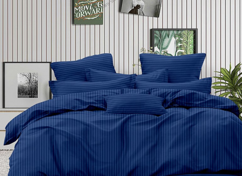 Набор Наволочек Страйп-Сатин Синий 140гр 100% хлопок