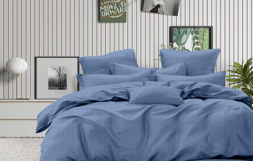 Простыня Страйп-Сатин Джинс 140гр 100% хлопок