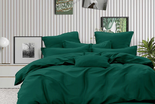 КПБ СТРАЙП-Сатин Зеленый 140гр 100% хлопок на резинке